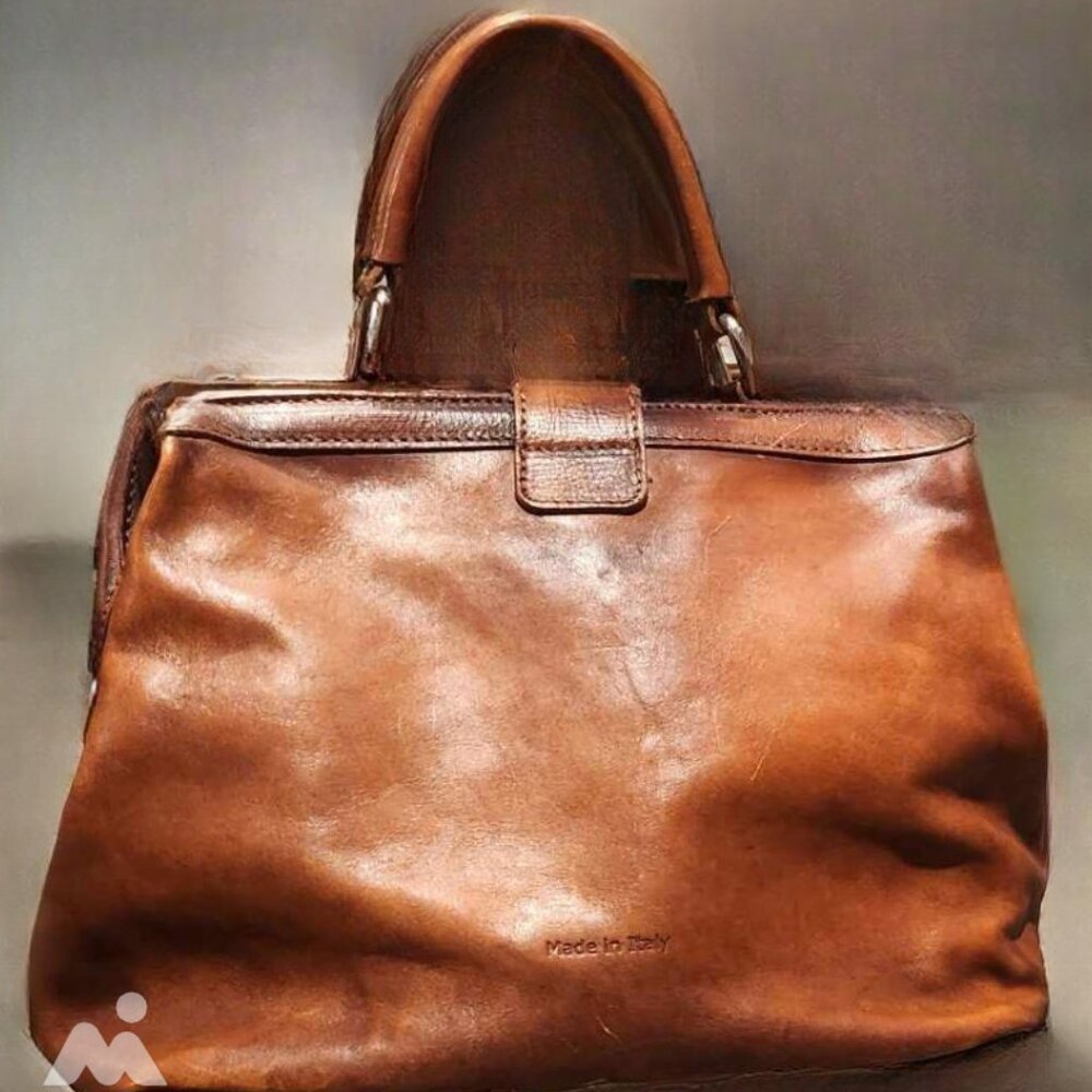 Pratesi Firenze Cognac Leather Satchel Shoulder Bag/Purse Made in Italy - Picture 3 of 17